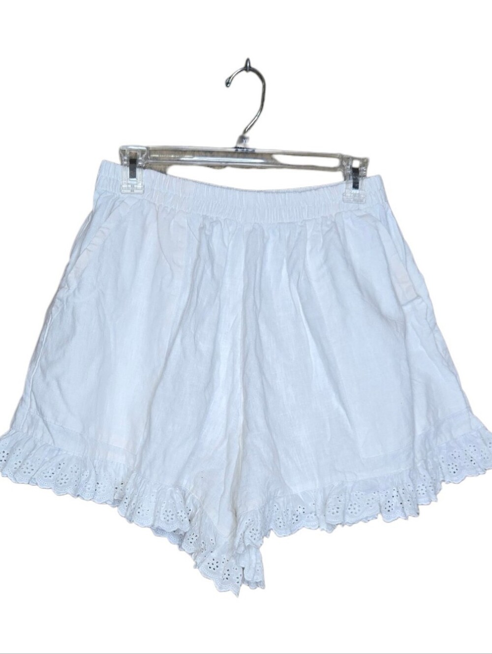 NETTLE STUDIOS white linen eyelet coquette baggy bloomers shorts L